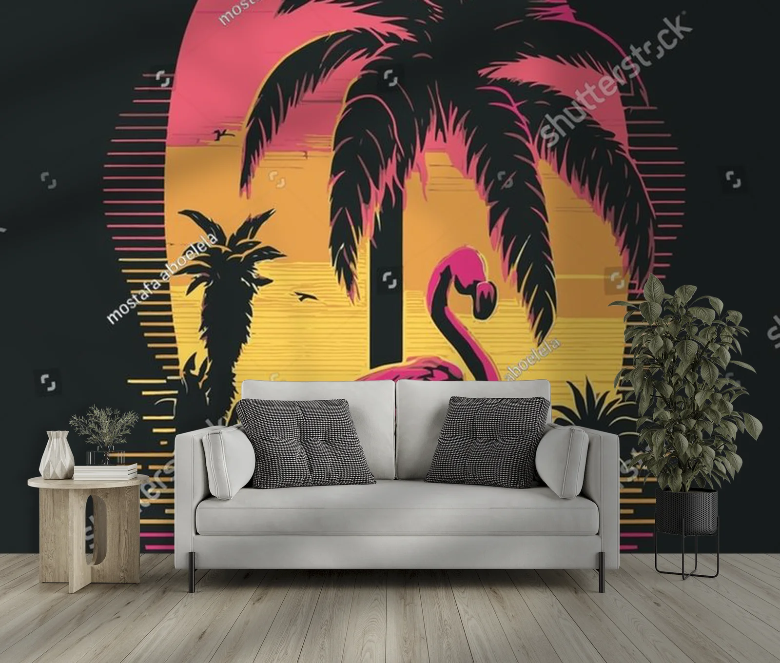 Kolosalne flamingi w neonowych odcieniach zachodu