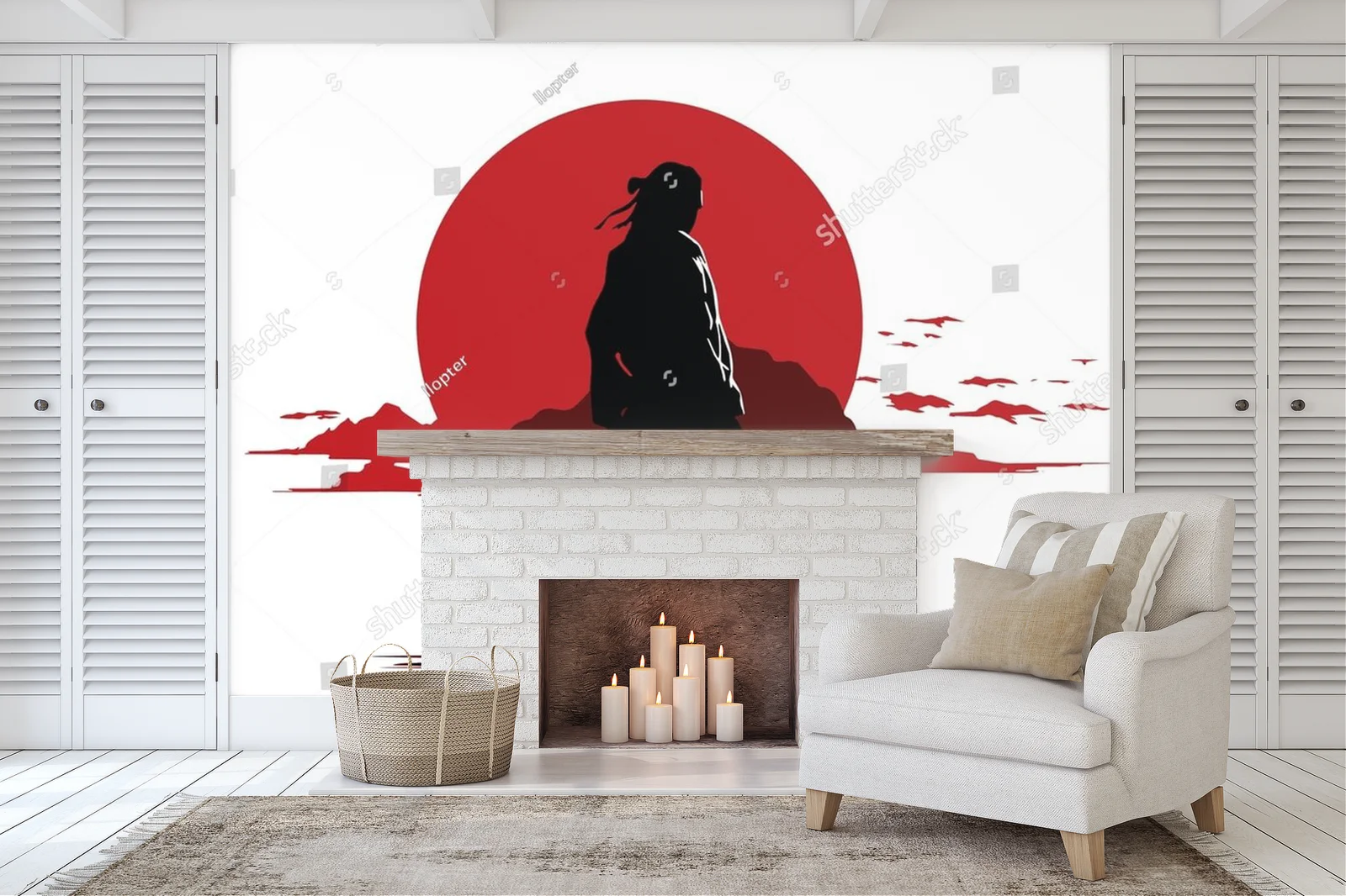 Silhouette samuraja przed krwawą pełnią