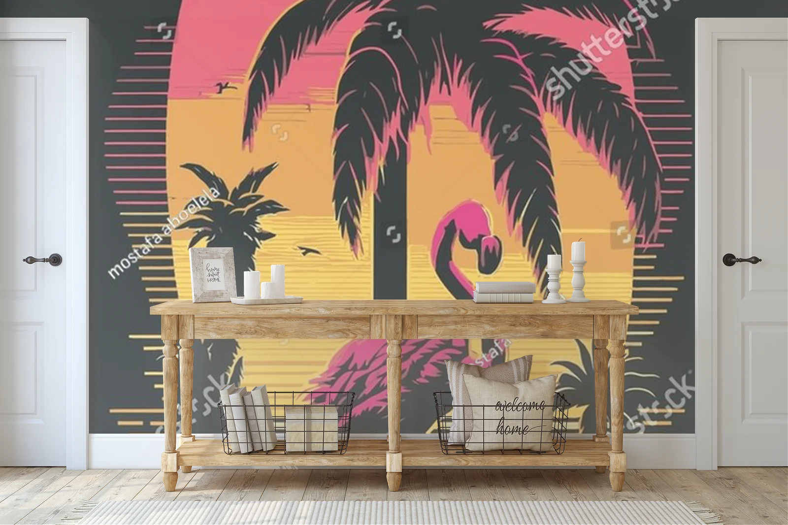 Kolosalne flamingi w neonowych odcieniach zachodu