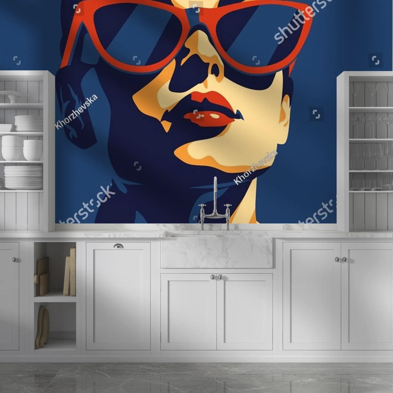 Stylowy portret nowoczesnej kobiety w abstrakcyjnych barwach