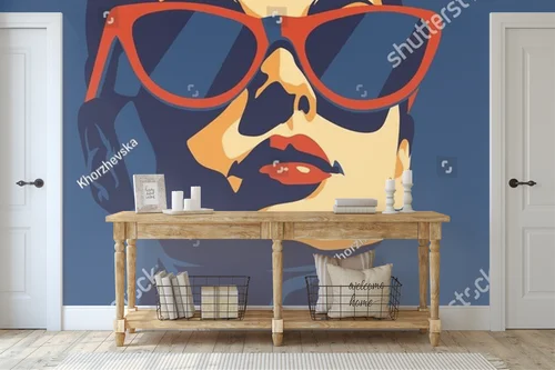 Stylowy portret nowoczesnej kobiety w abstrakcyjnych barwach