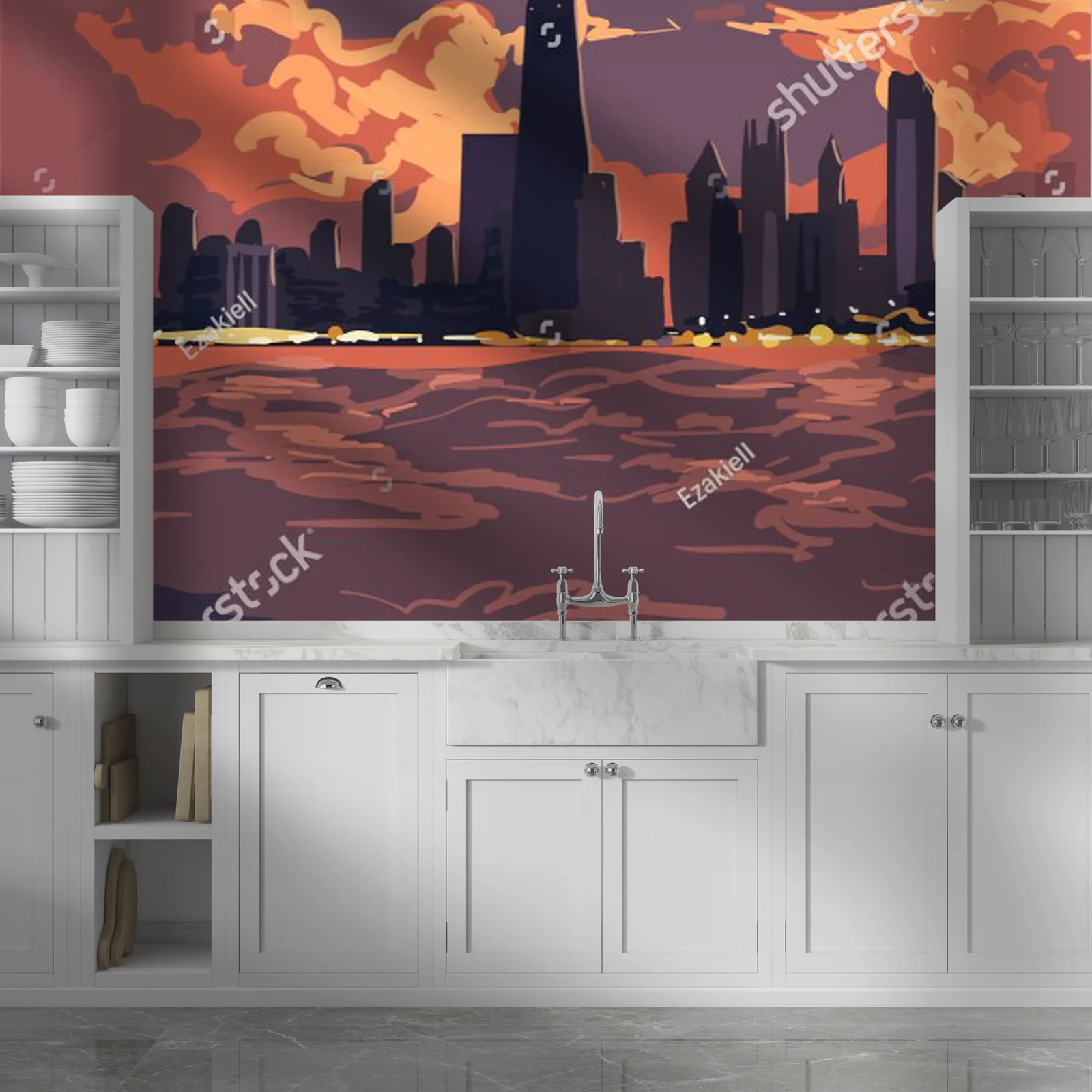 Zachwycający zachód słońca nad chicagowskim skyline'em