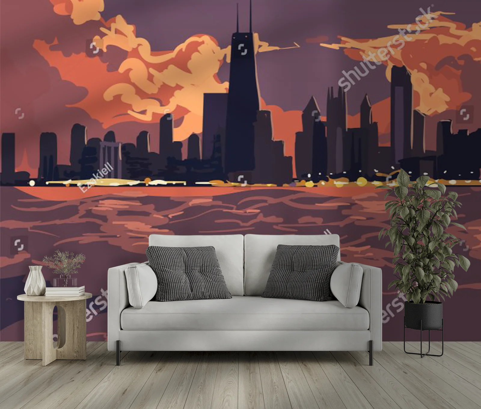 Zachwycający zachód słońca nad chicagowskim skyline'em