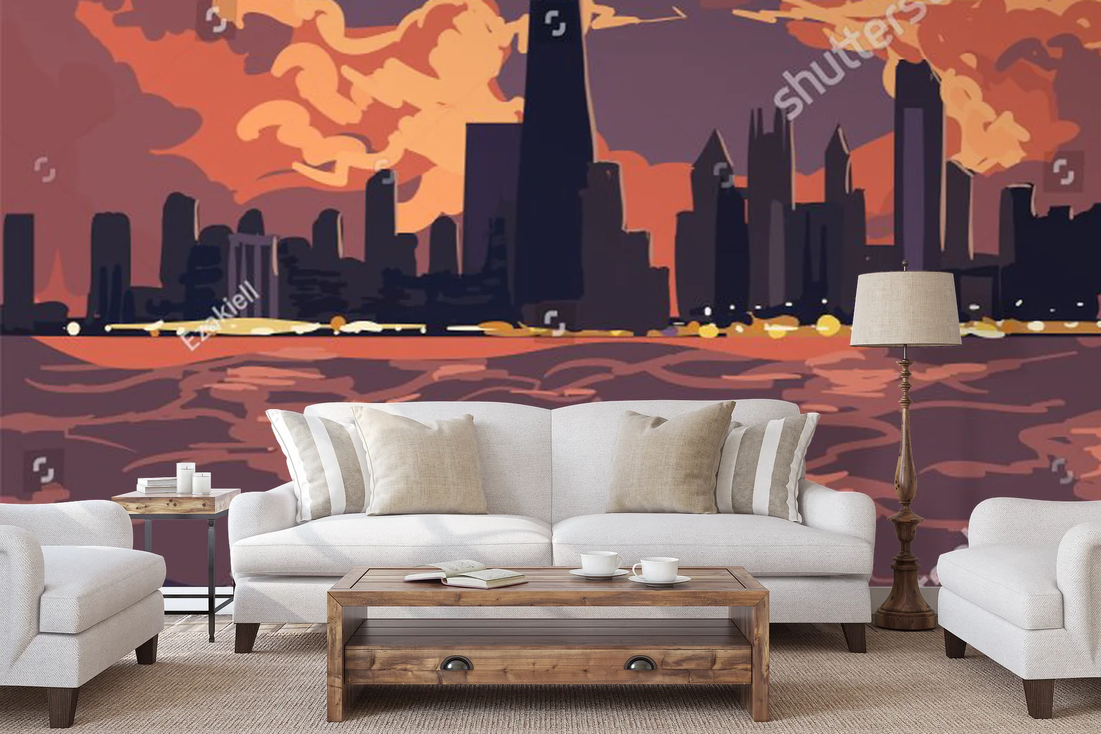 Zachwycający zachód słońca nad chicagowskim skyline'em