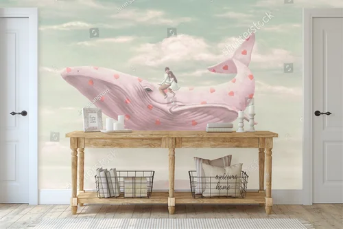 Miłość w surrealistycznej scenerii z wielorybem
