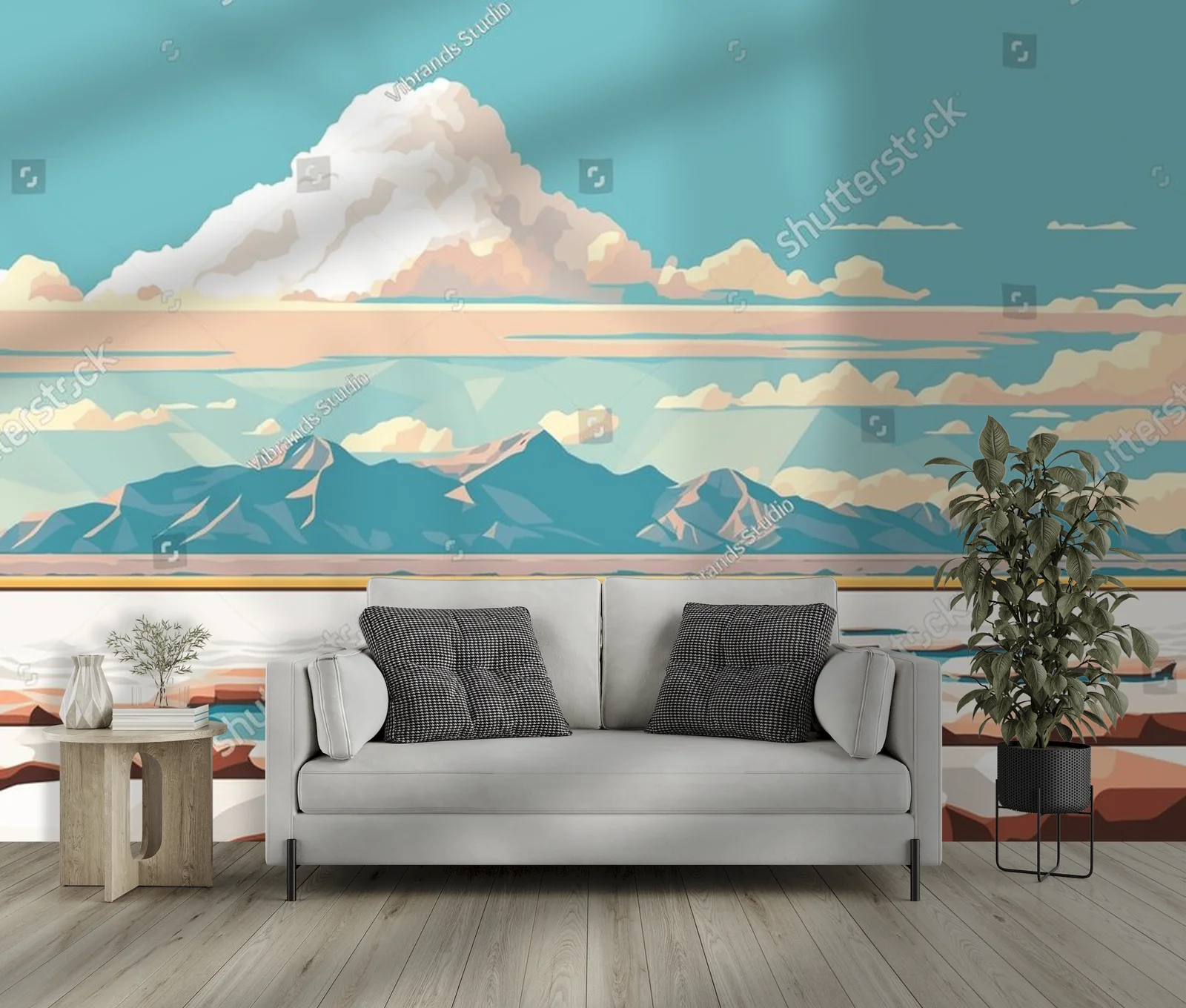 Słoneczna panorama solnych równin i gór