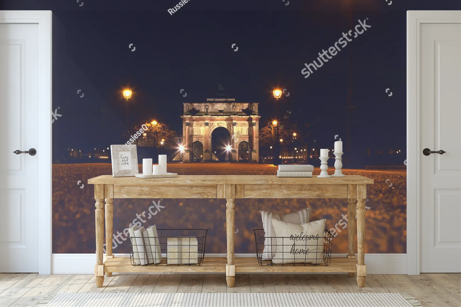 Nocny widok na Arc de Triomphe w Paryżu