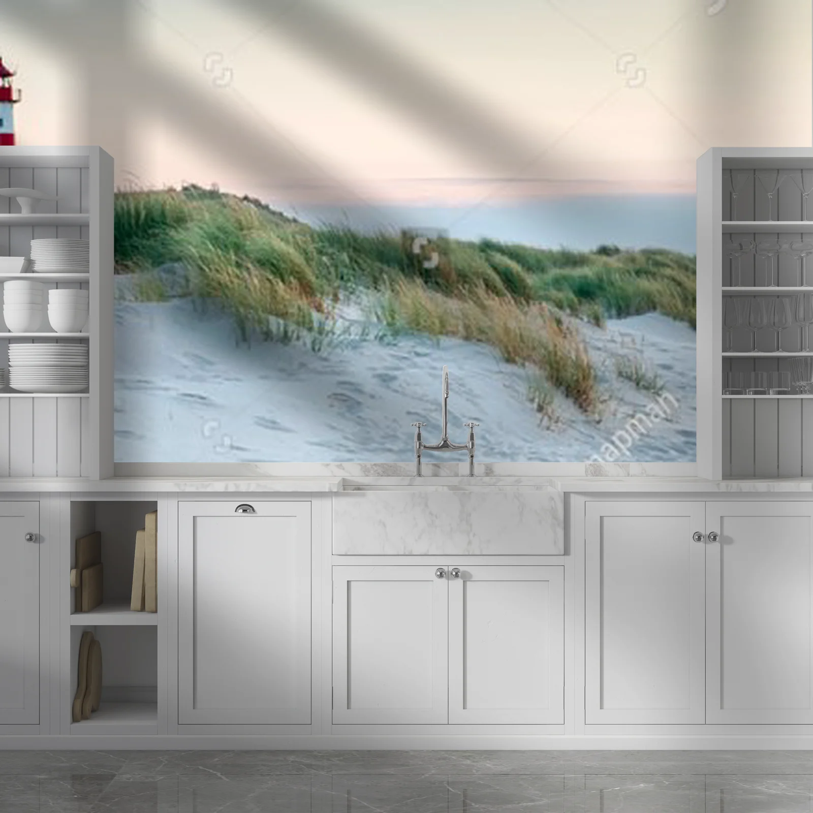 Panoramiczny widok latarni morskiej na wyspie Sylt