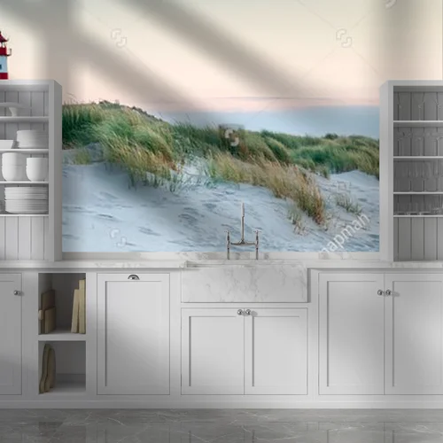 Panoramiczny widok latarni morskiej na wyspie Sylt