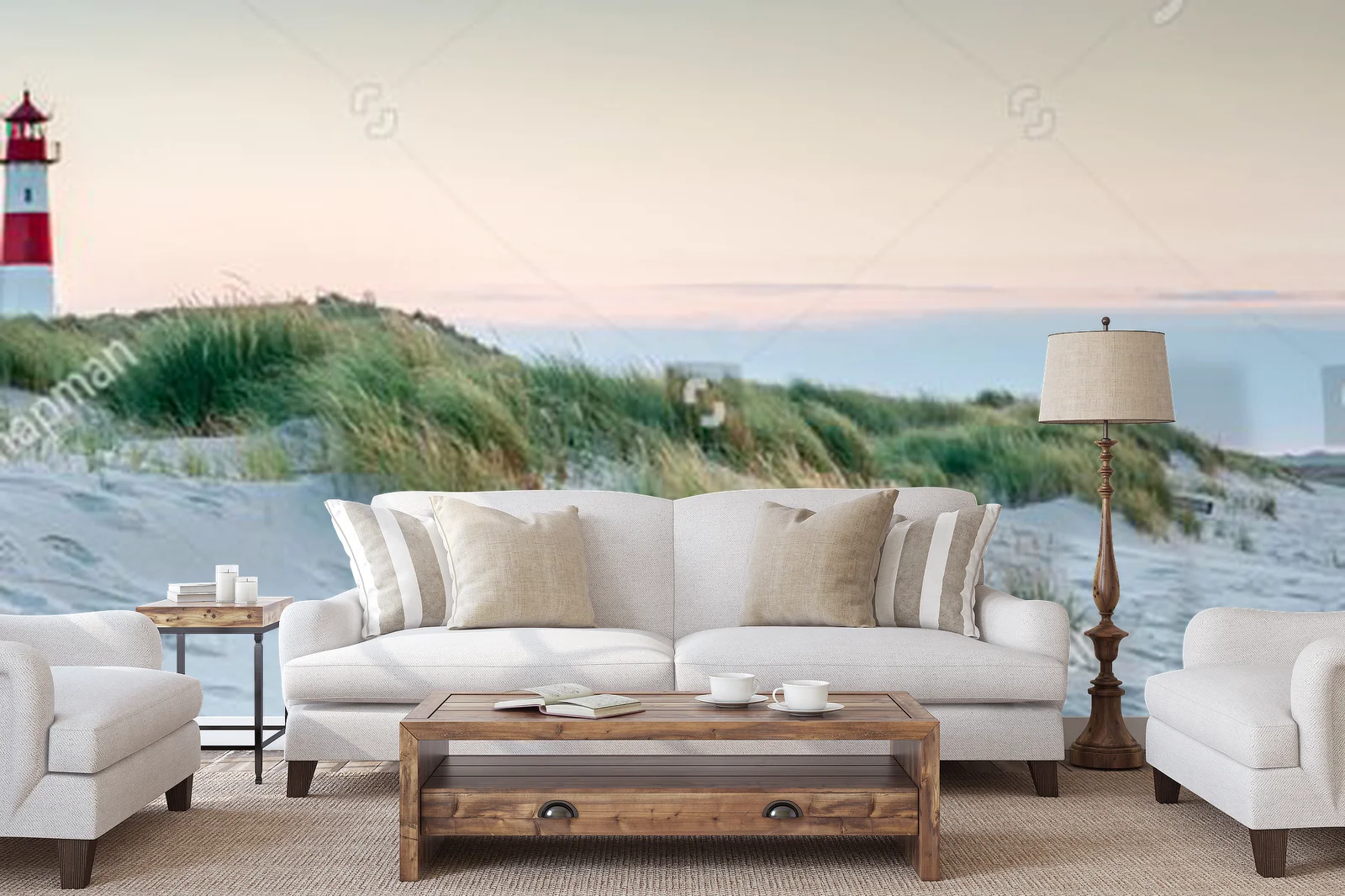 Panoramiczny widok latarni morskiej na wyspie Sylt