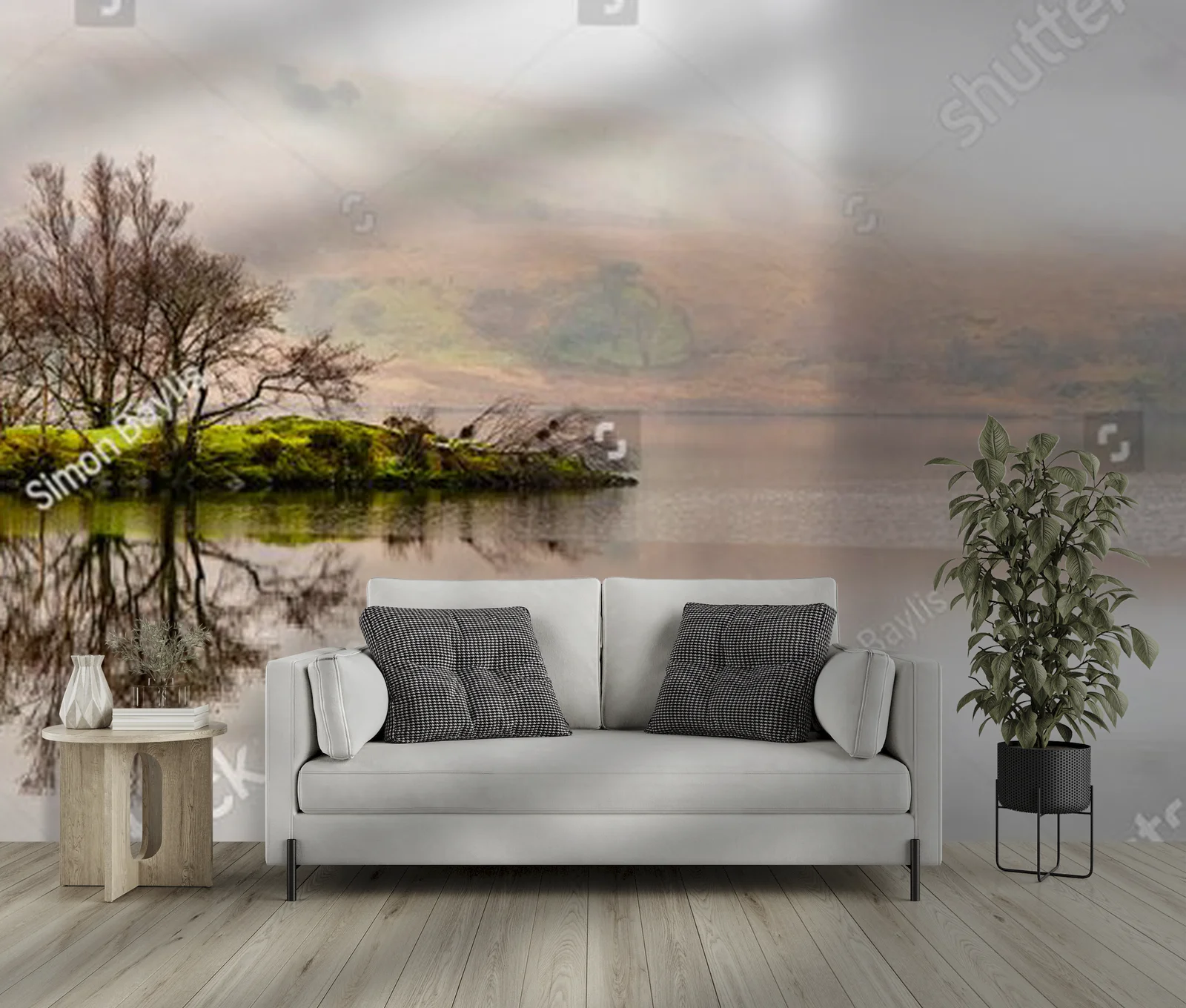 Wyspa na Crummock Water w mistycznej aurze