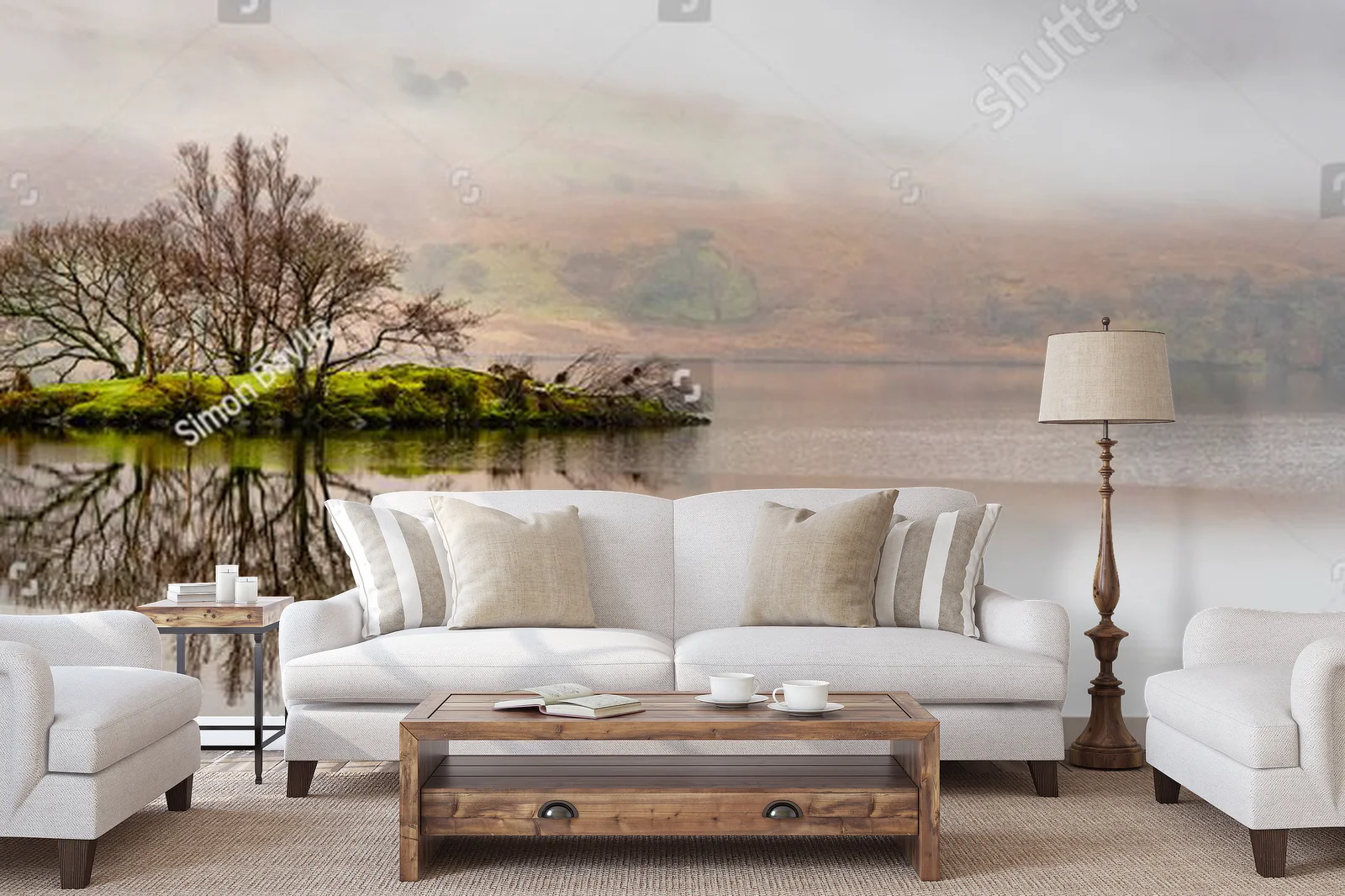 Wyspa na Crummock Water w mistycznej aurze