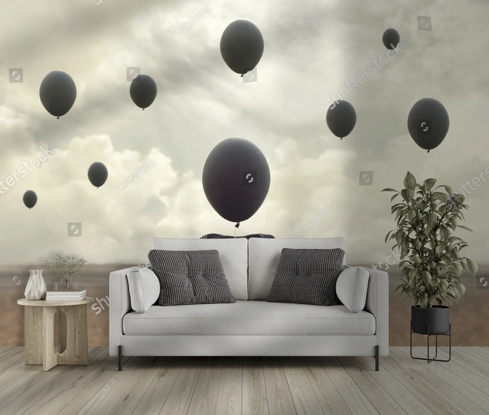 Surrealna podróż do świata marzeń z balonami