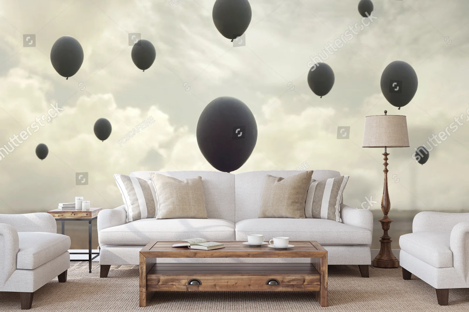 Surrealna podróż do świata marzeń z balonami