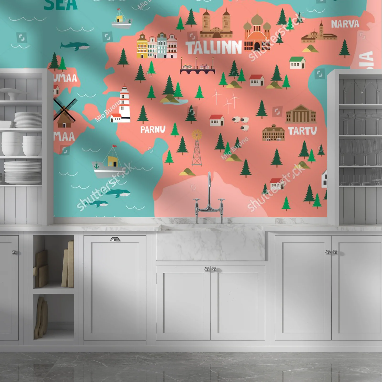Ilustrowana mapa Estonii – przygoda w pastelowych barwach