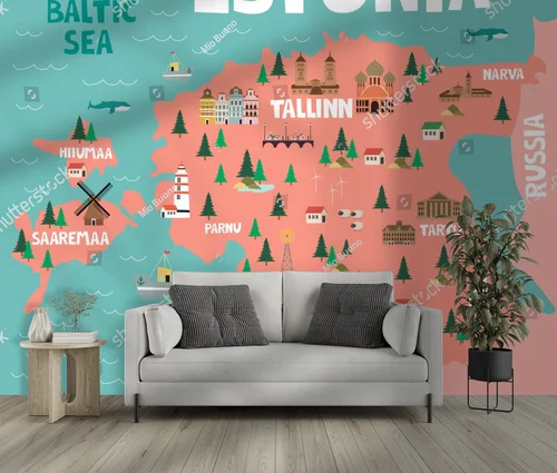 Ilustrowana mapa Estonii – przygoda w pastelowych barwach