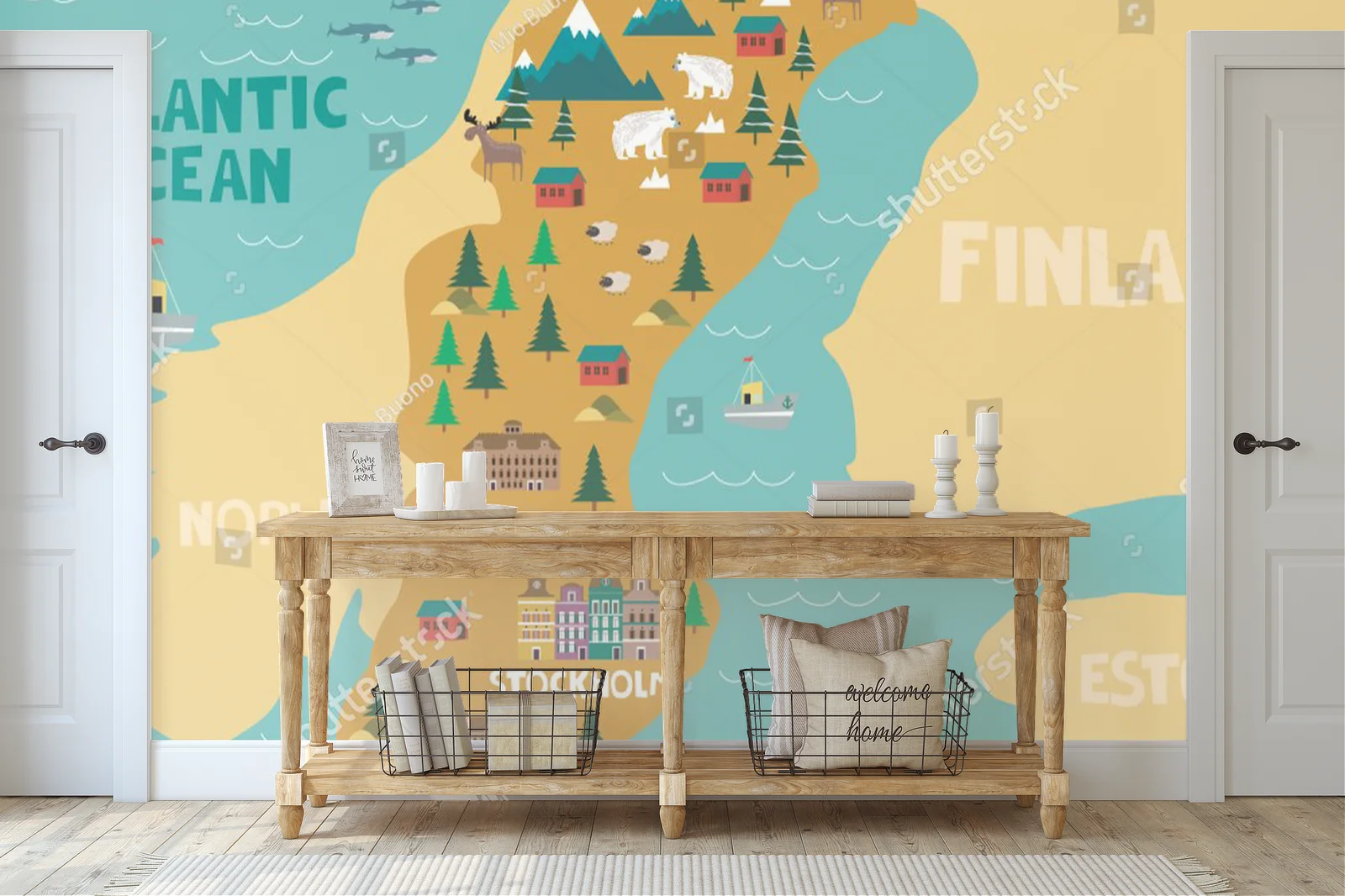 Ilustrowana mapa Szwecji w naturalnych odcieniach
