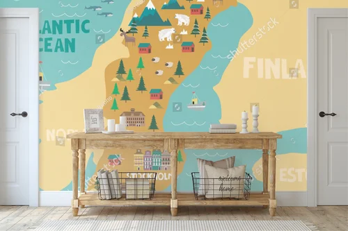 Ilustrowana mapa Szwecji w naturalnych odcieniach