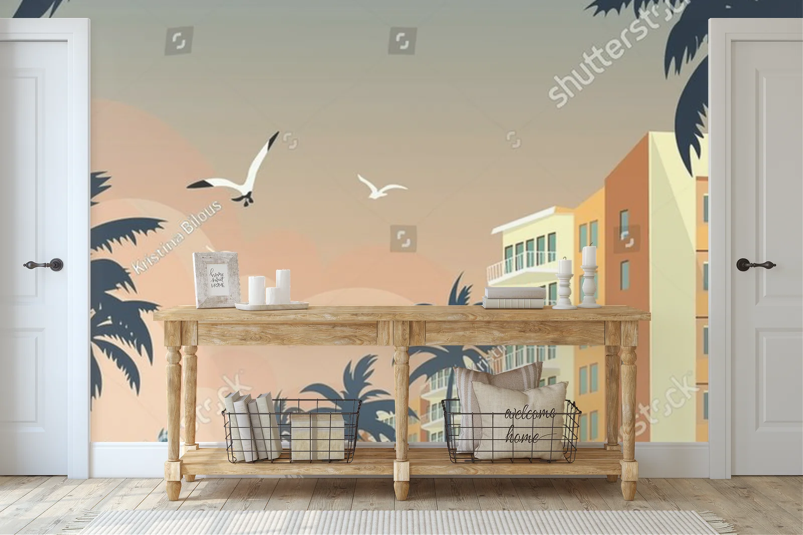 Tropikalne wydanie Miami z palmami i oceanem