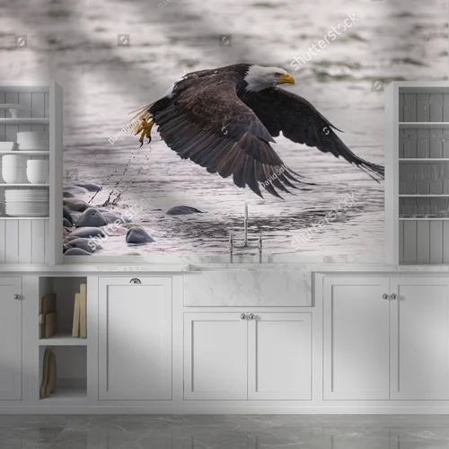 Bald Eagle nad brzegiem rzeki – majestatyczne piękno