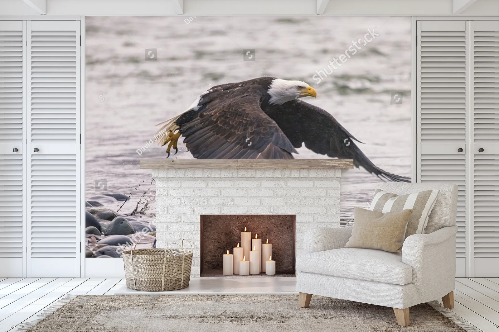 Bald Eagle nad brzegiem rzeki – majestatyczne piękno