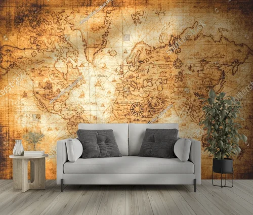 Retro mapa świata w miękkich odcieniach