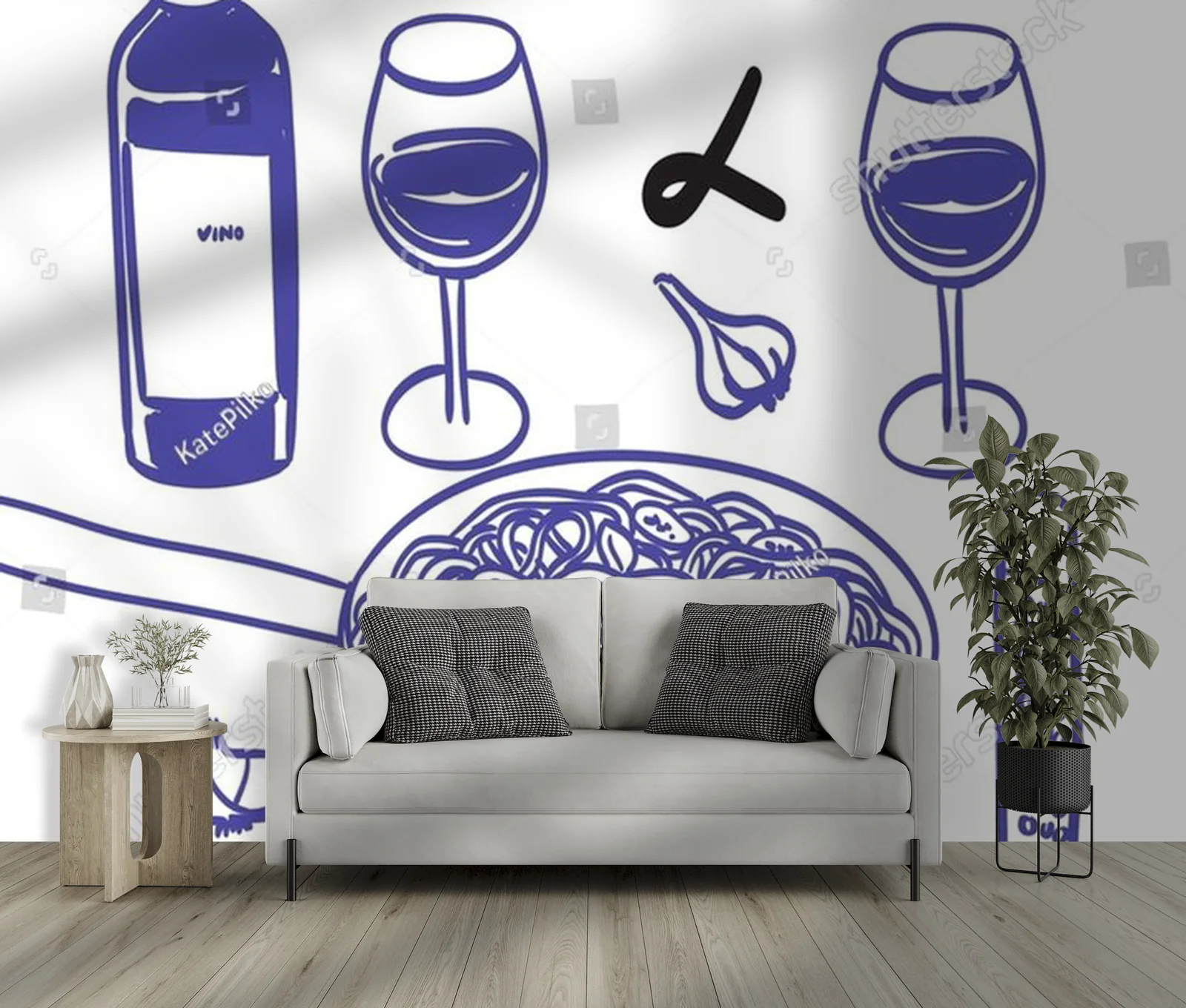 Czarujące wino i makaron w artystycznym stylu