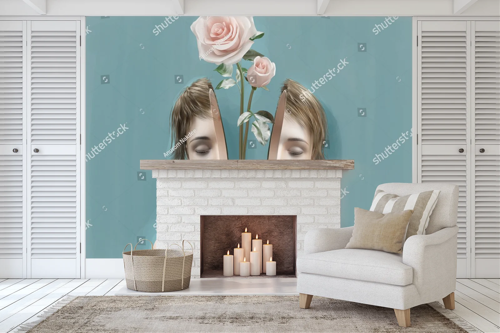 Surrealistyczny portret kobiety z kwiatem