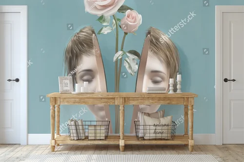 Surrealistyczny portret kobiety z kwiatem