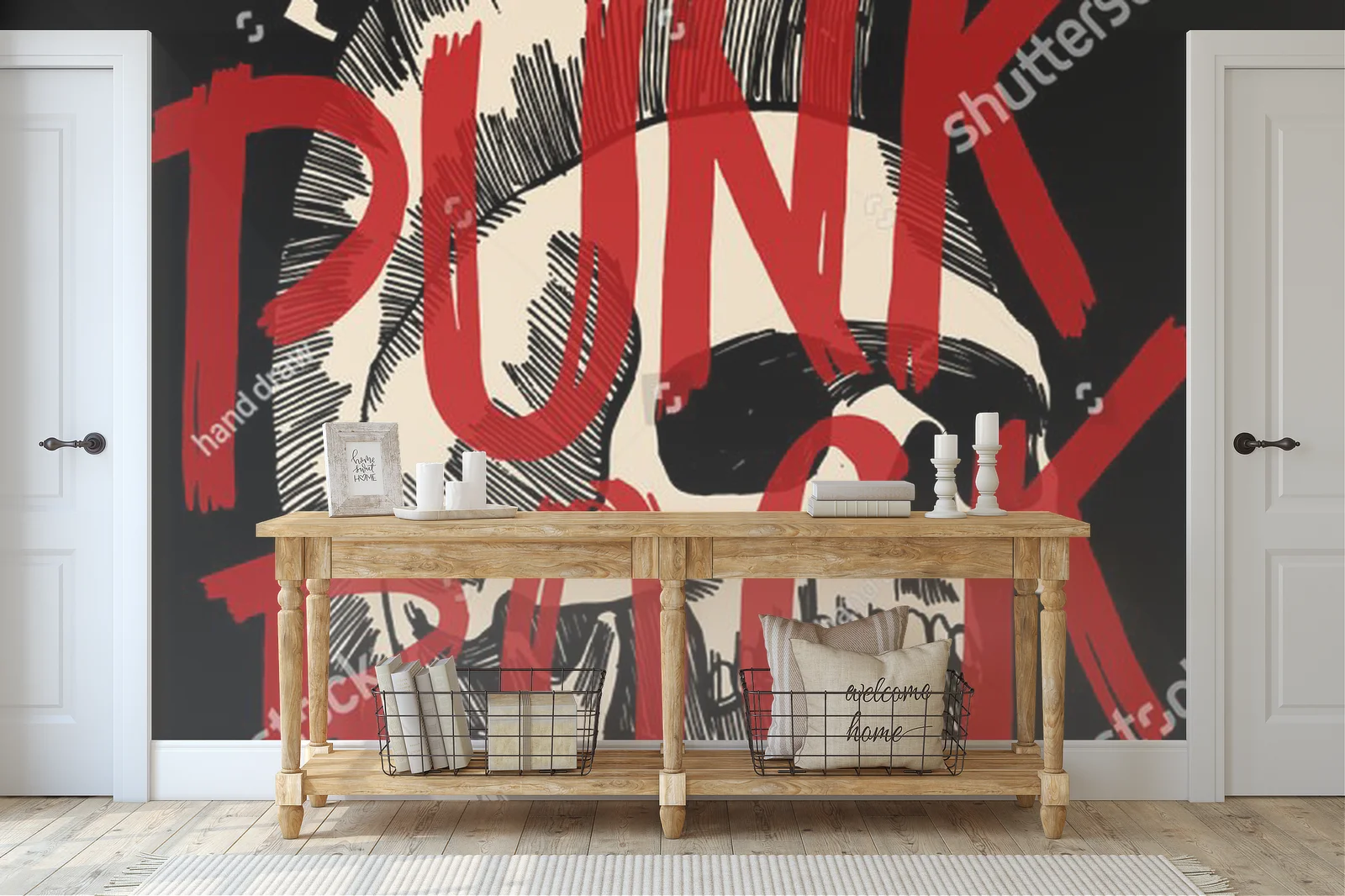 Punkowy czaszkowy styl w intensywnych odcieniach