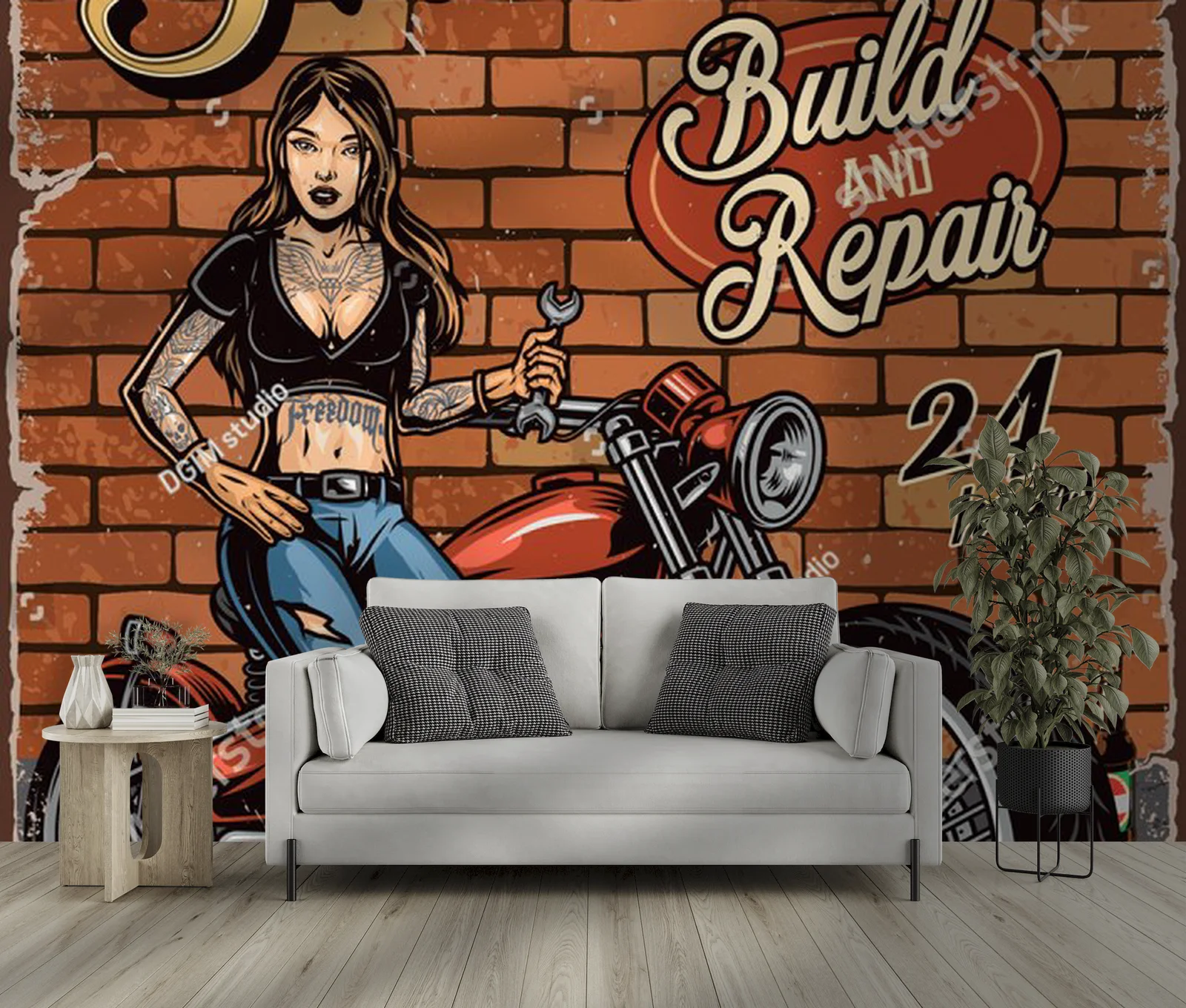 Vintage motoryzacja: Bikerka w akcji na bricku