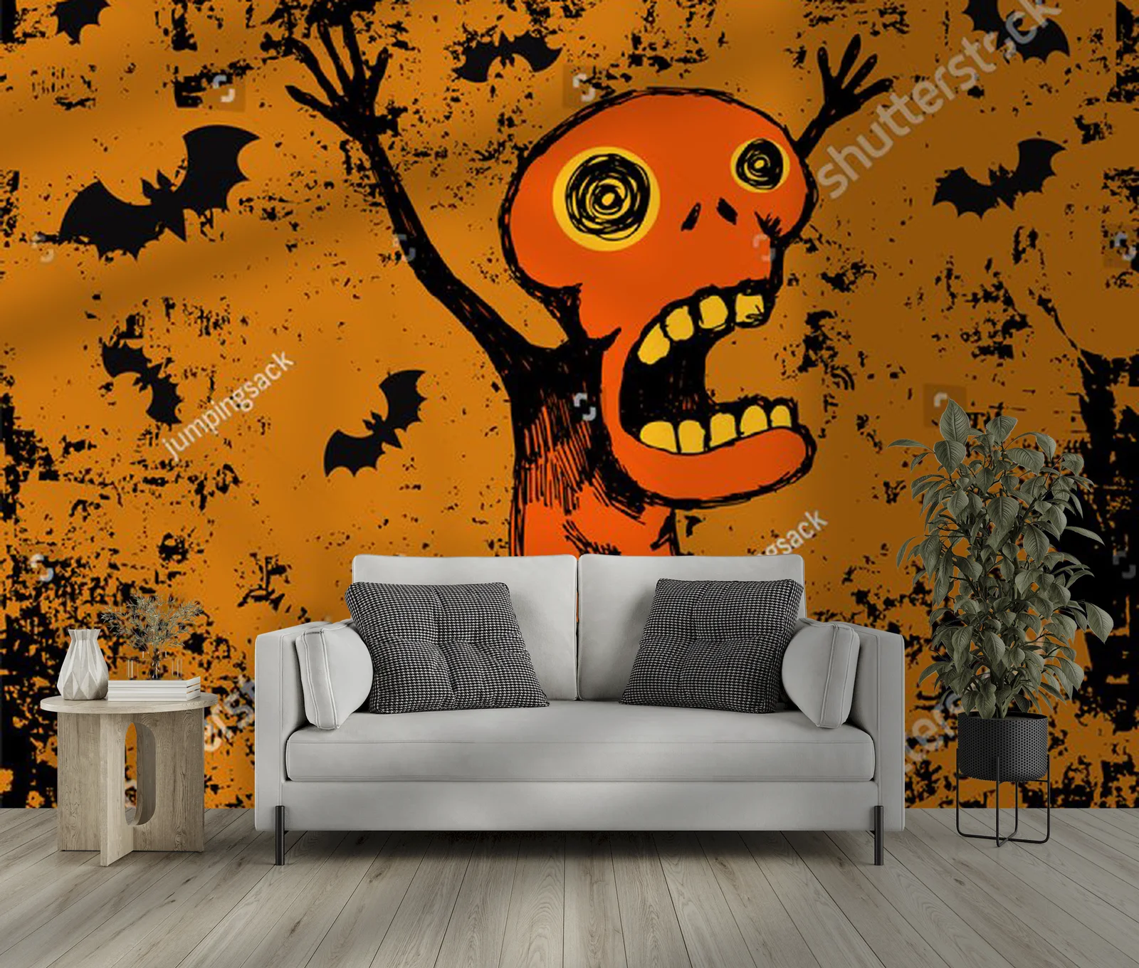 Mroczny urok Halloween z krzyczącym stworem
