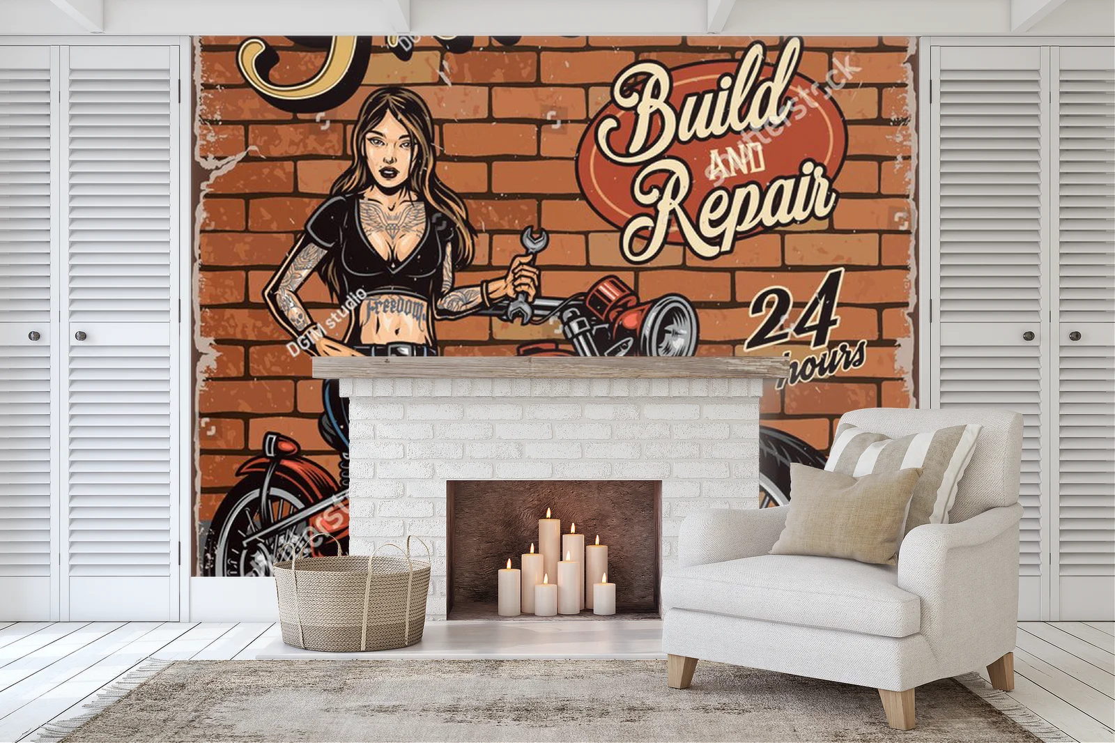 Vintage motoryzacja: Bikerka w akcji na bricku