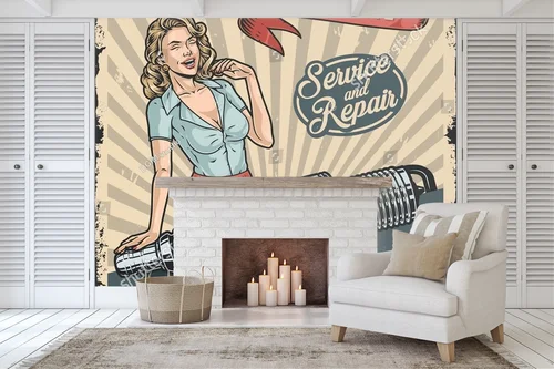 Kolorowy vintage garage: pin-up w akcji
