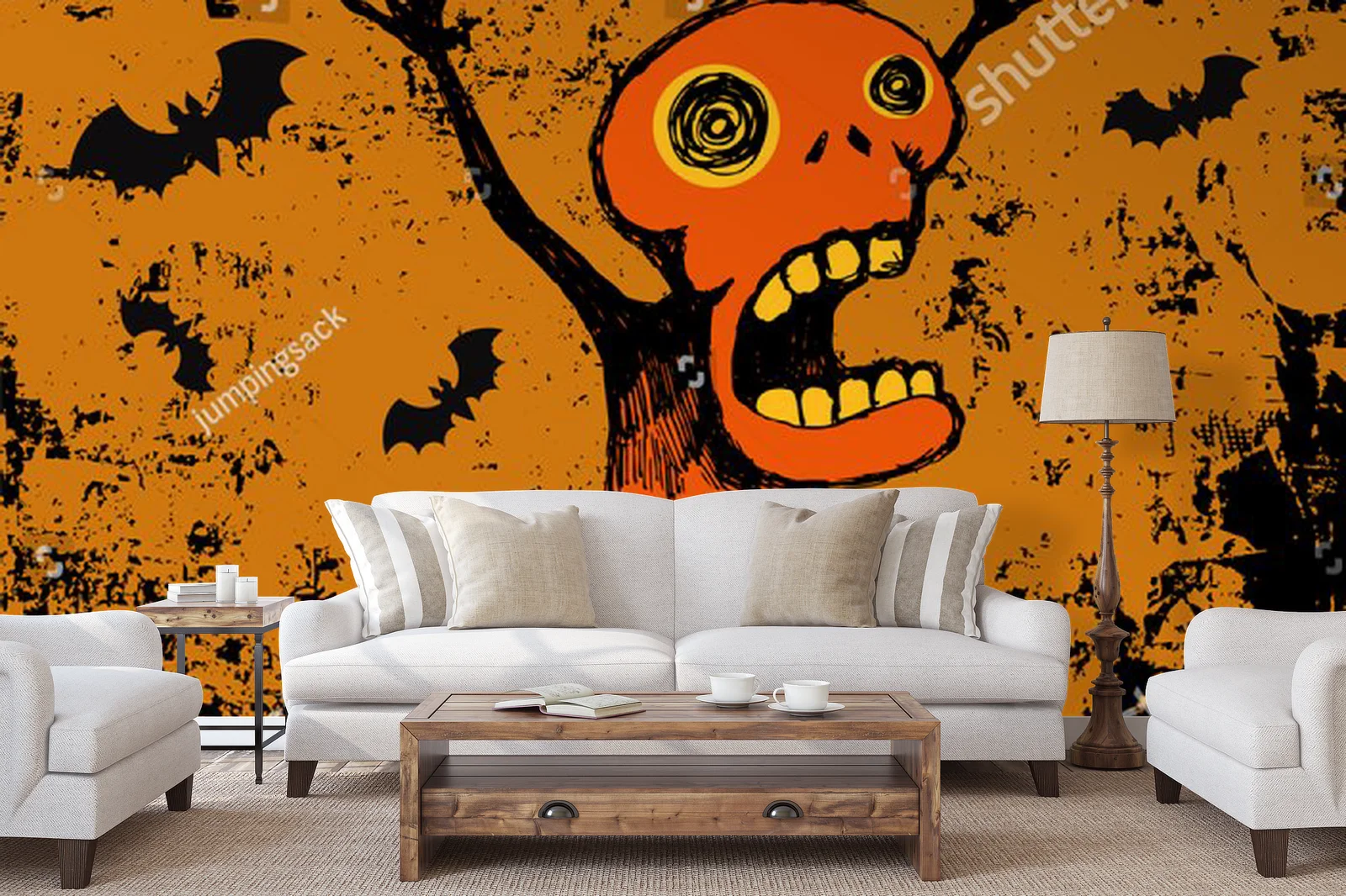 Mroczny urok Halloween z krzyczącym stworem