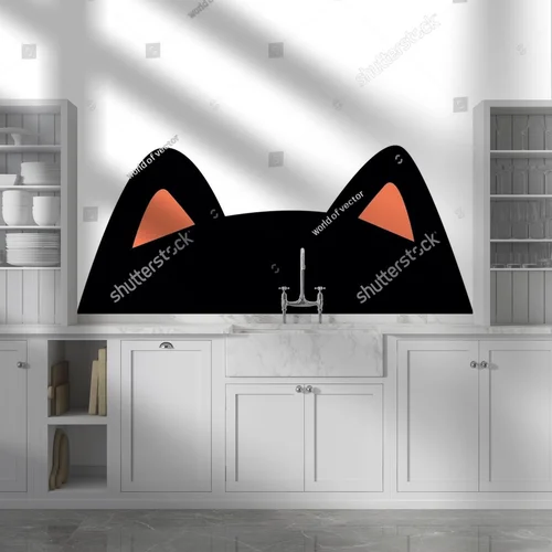 Zabawny kotek z wielkimi oczami w minimalistycznym stylu