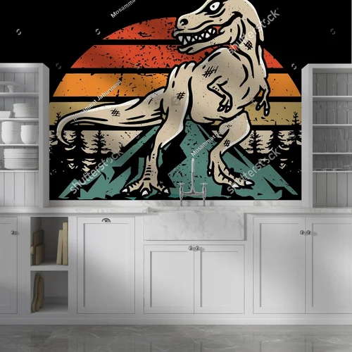 Zabawny motyw dinozaura, pełen nostalgii