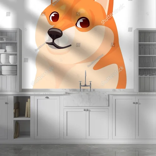 Zabawny Shiba Inu w japońskim stylu