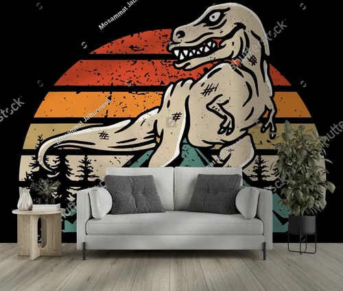 Zabawny motyw dinozaura, pełen nostalgii