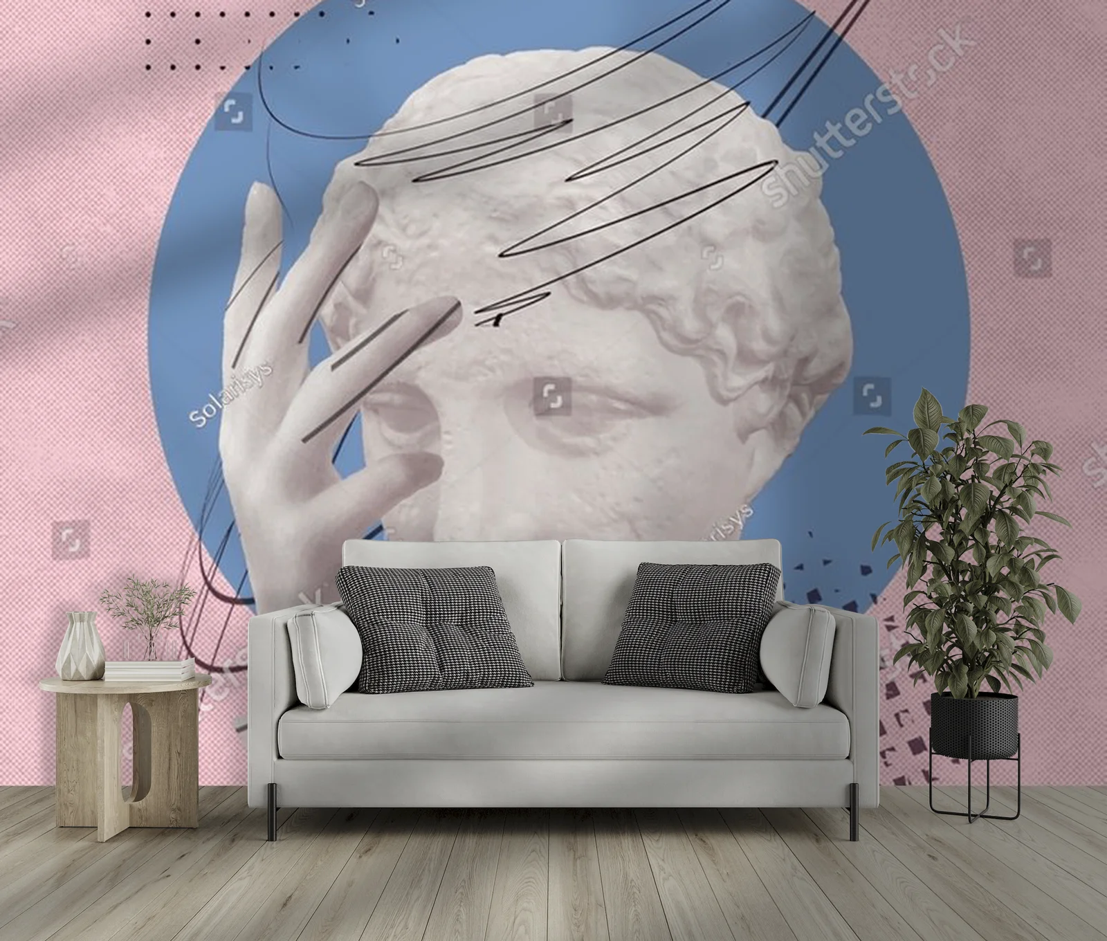 Antyczna statua w pastelowych odcieniach emocji