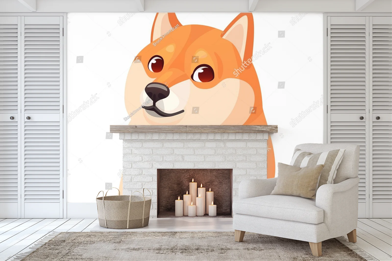 Zabawny Shiba Inu w japońskim stylu