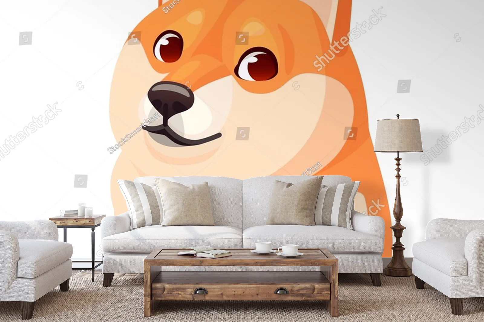 Zabawny Shiba Inu w japońskim stylu