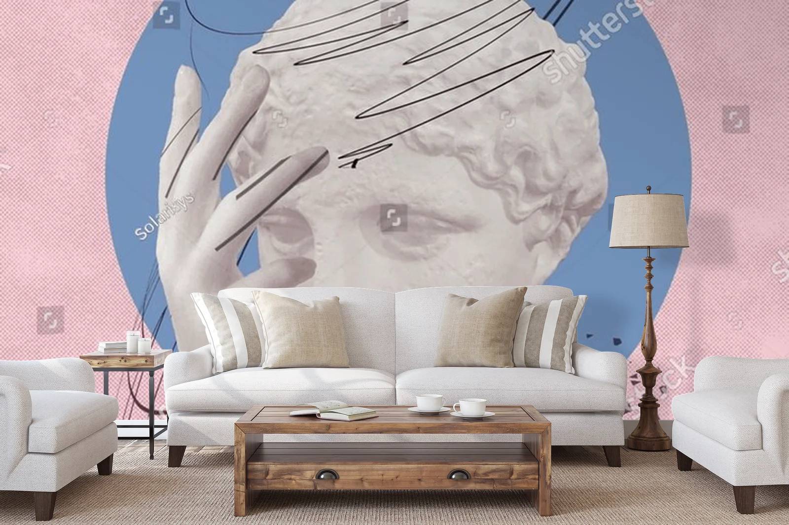 Antyczna statua w pastelowych odcieniach emocji