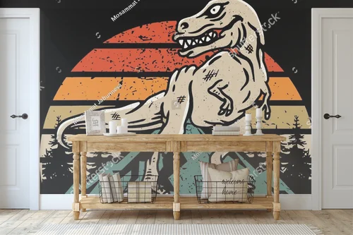 Zabawny motyw dinozaura, pełen nostalgii