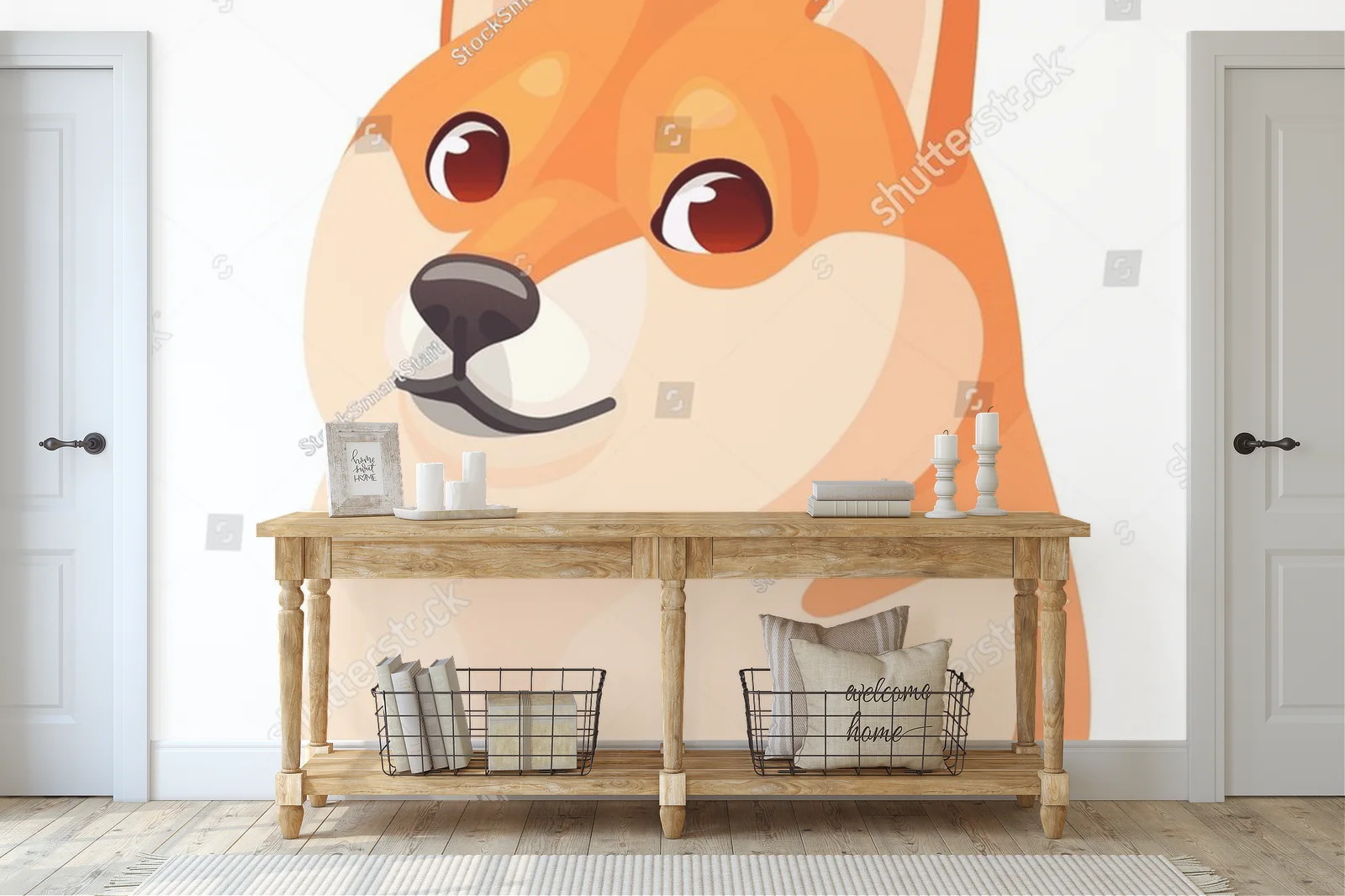 Zabawny Shiba Inu w japońskim stylu