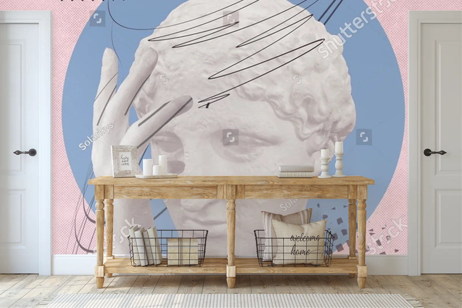 Antyczna statua w pastelowych odcieniach emocji