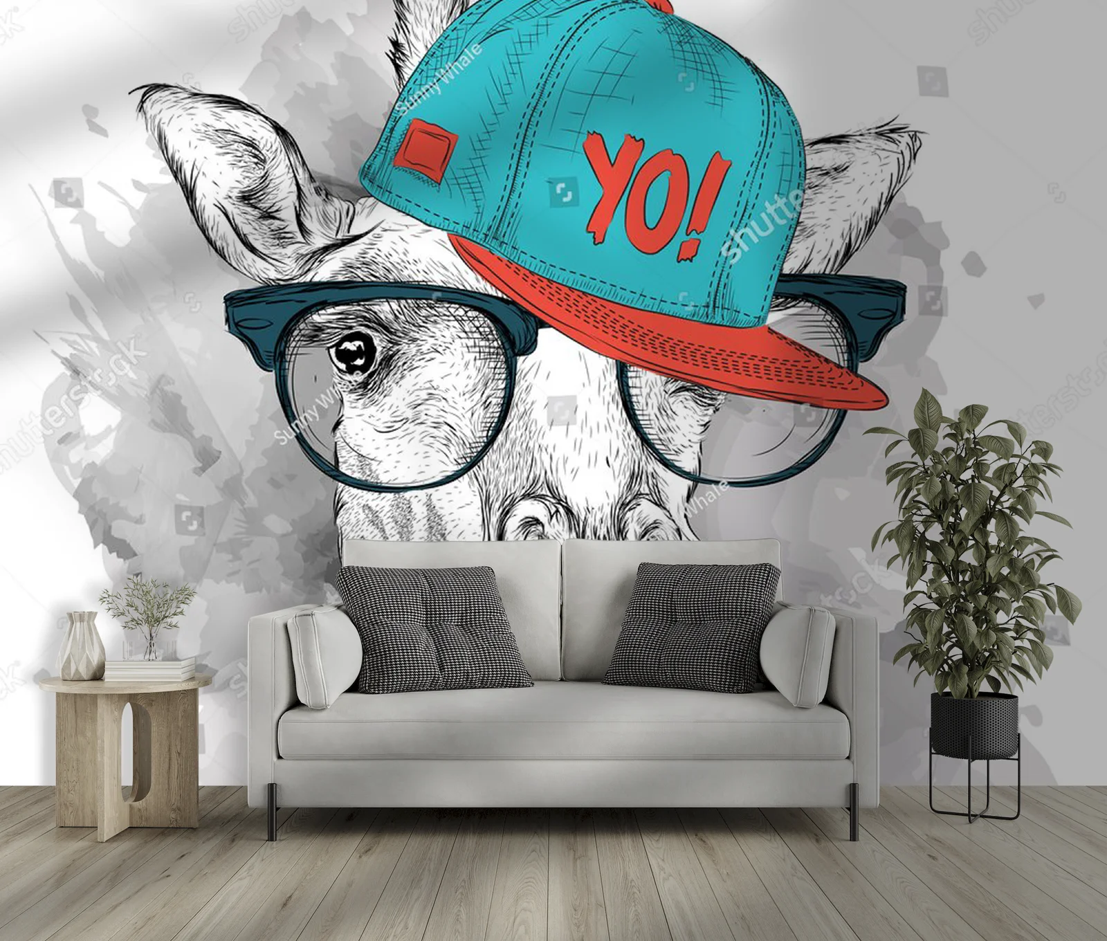 Hip-hopowa giraffe w stylu vintage