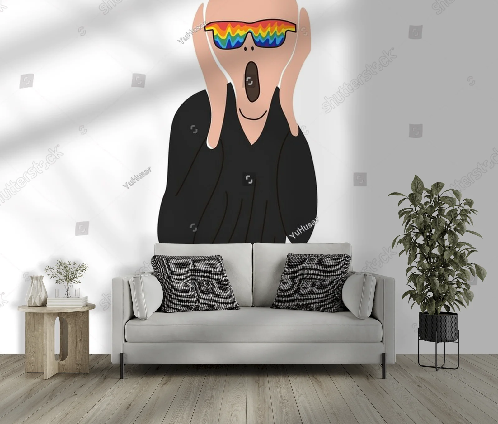 Ekspresyjny krzyk ludzkiej emocji w żywych barwach