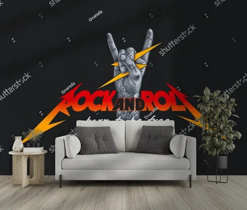 Rockowy styl w czerni z palcem w górze