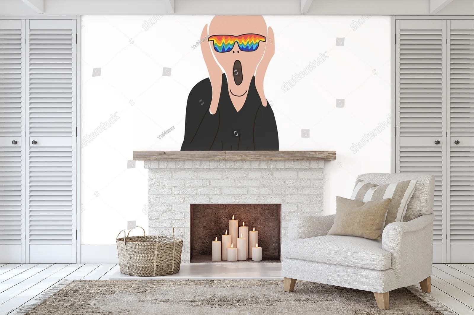 Ekspresyjny krzyk ludzkiej emocji w żywych barwach
